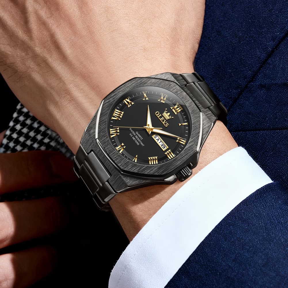 OLEVS 3727 Geometric Luminous Quartz Watch for Men