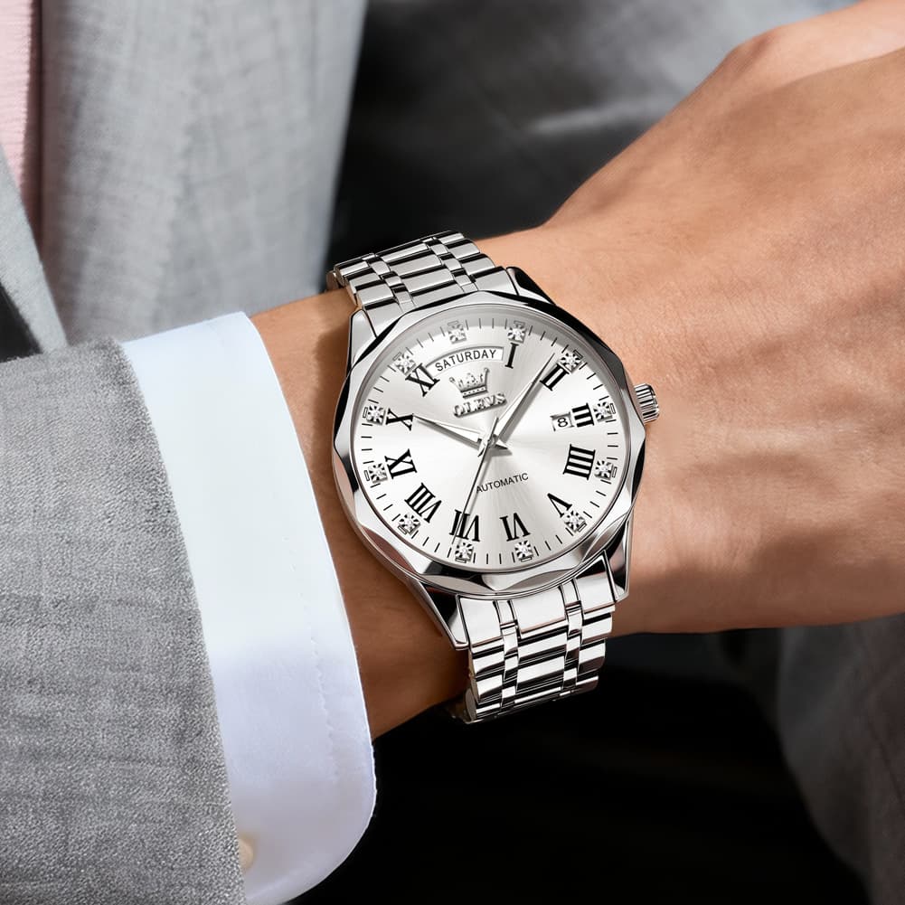 OLEVS 6780 Roman Numerals Day Date Mechanical Watch for Men