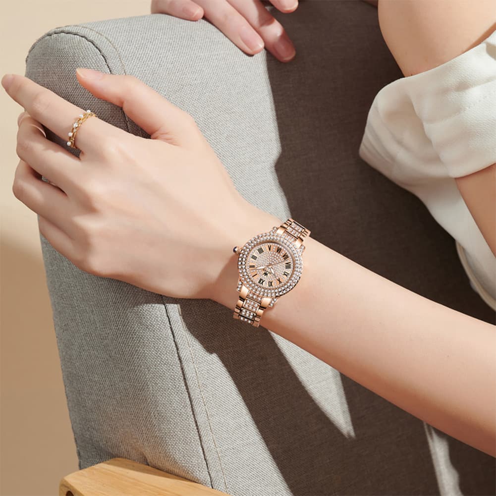 OLEVS 9943 Diamond Paved Dial Luxury Watch for Women