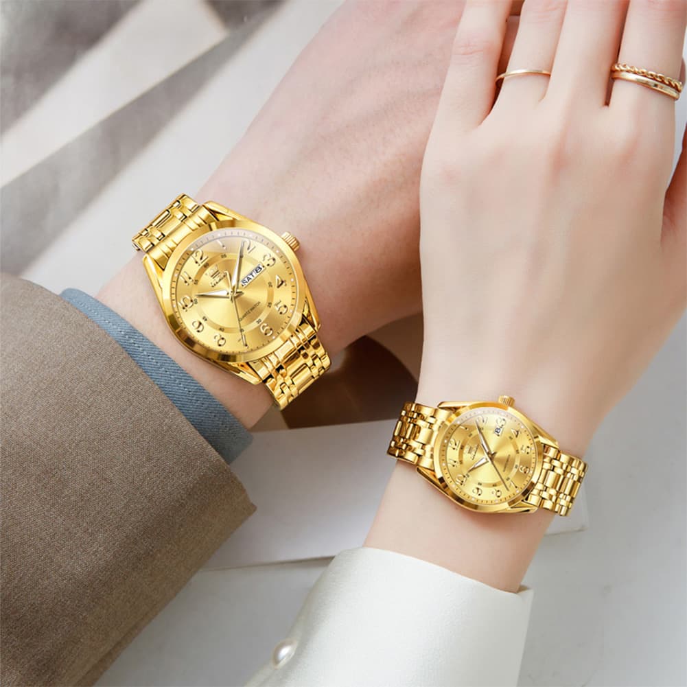 OLEVS 3666 Quartz Luminous Matching Watches For Couples
