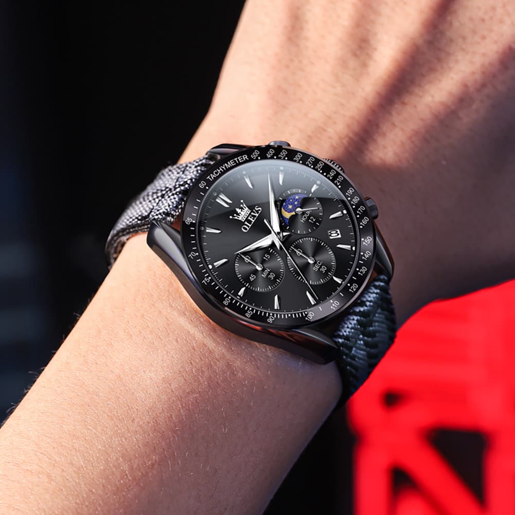 OLEVS 3630 Multifunction Nylon Quartz Watch for Men