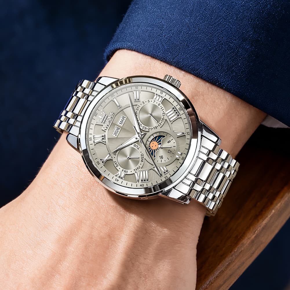 OLEVS 6785 Sun and Moon Multi Function Mechanical Watch for Men