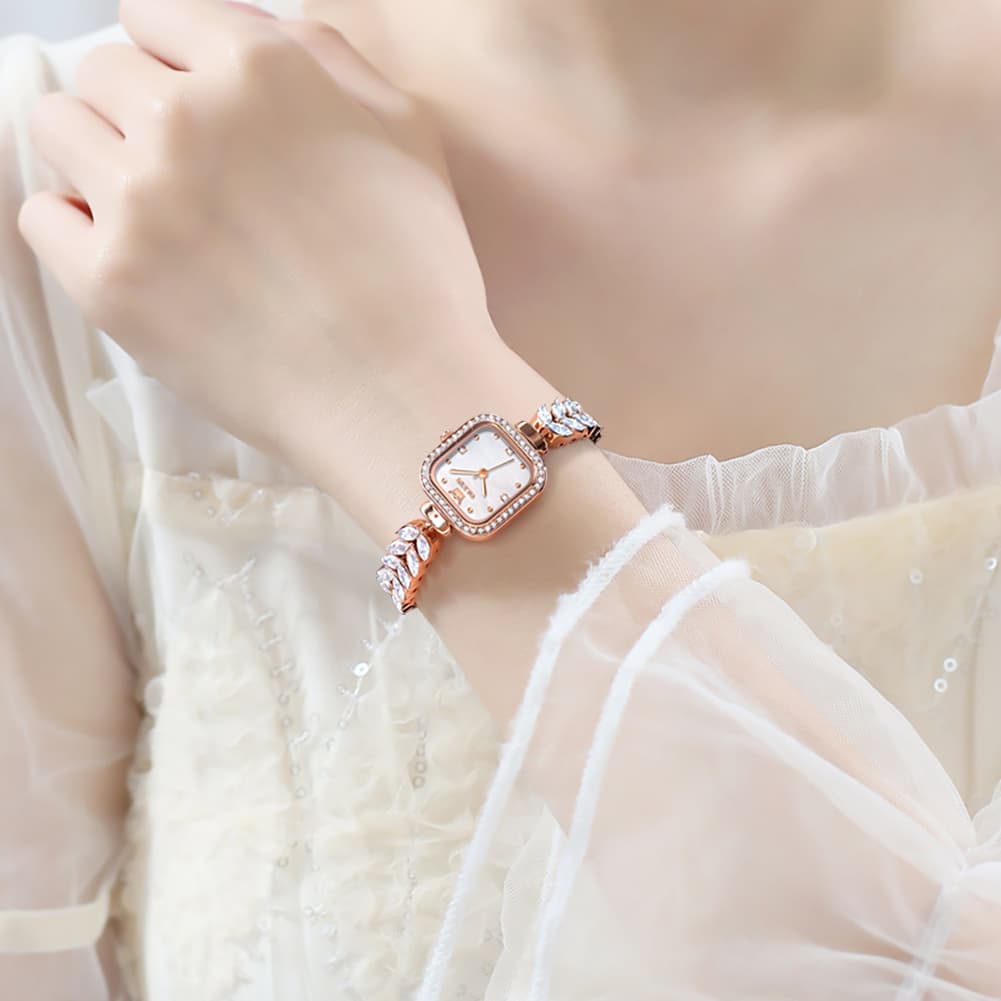 OLEVS 9987 Mermaid Crystal Bracelet Square Watch for Women