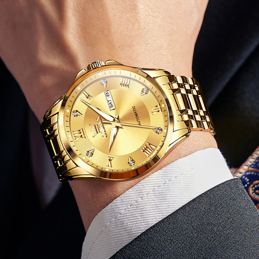 OLEVS 6702 Diamond Dial Automatic Mechanical Watch For Men
