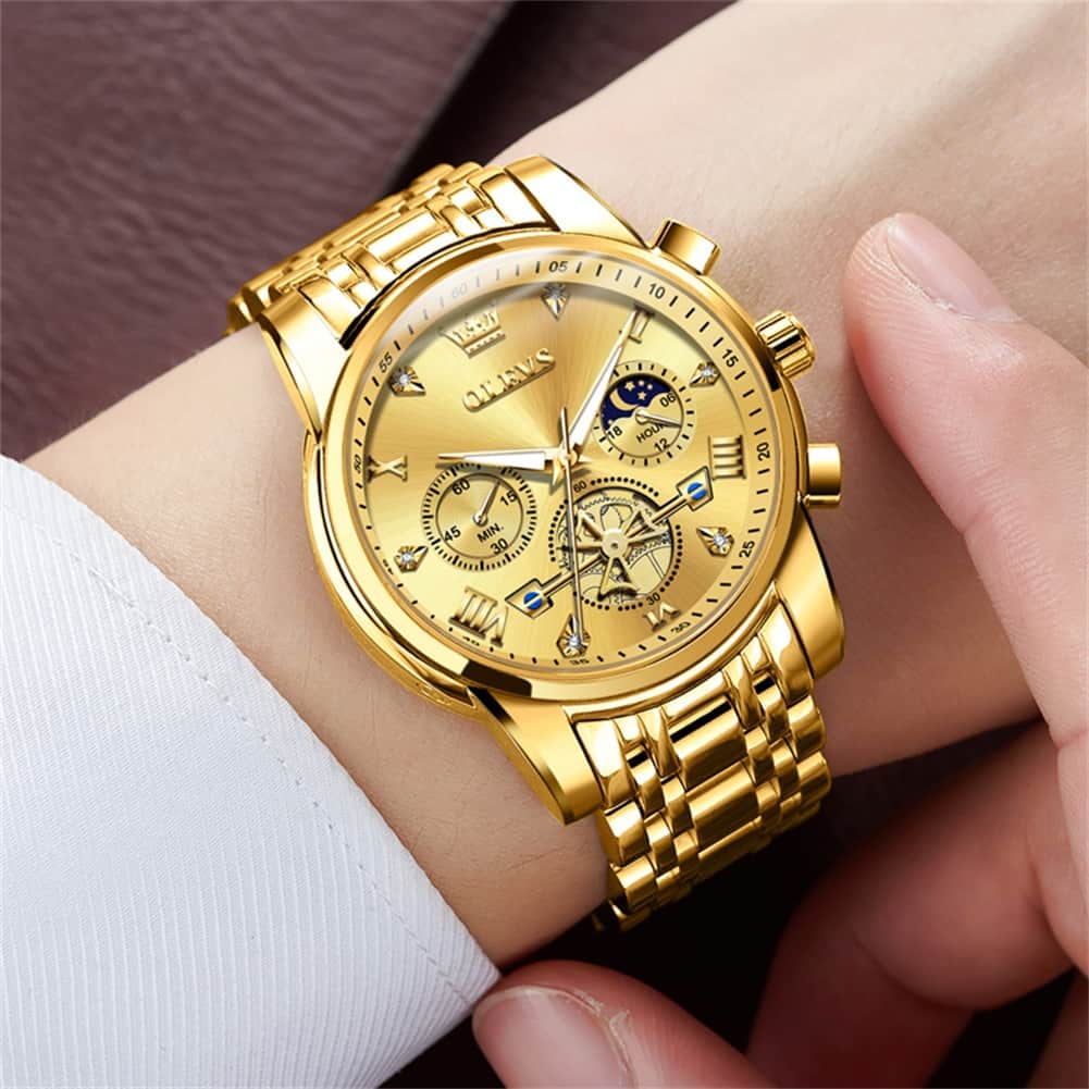 OLEVS 2856 Luxury Moon Phase Chronograph Quartz Watch for Men