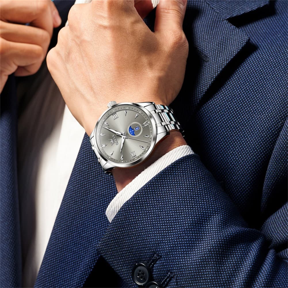 OLEVS 3646 Diamond Mirror Calendar Quartz Watch for Men