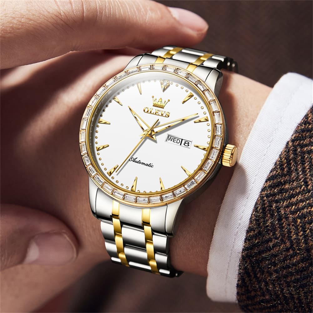 OLEVS 7019 Diamond Bezel Automatic Mechanical Watch For Men
