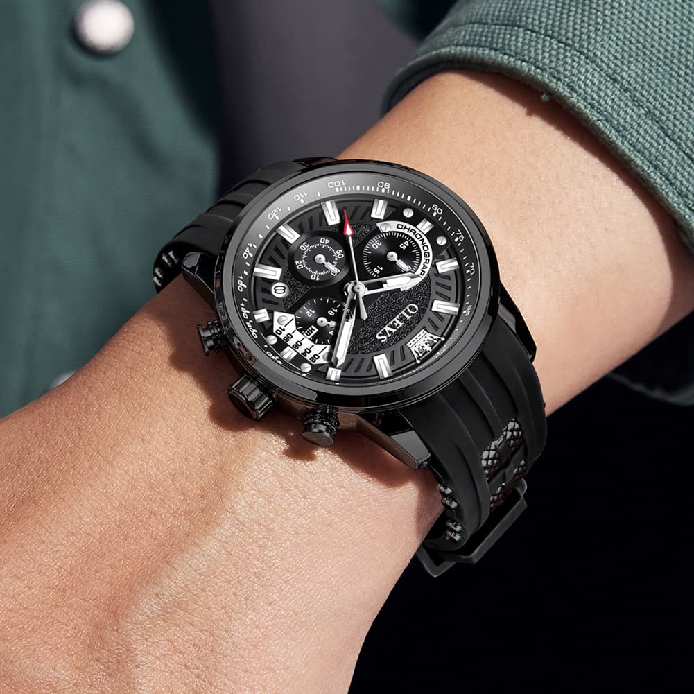 OLEVS 3690 Chronograph Silicone Mens Watch Multifunctional