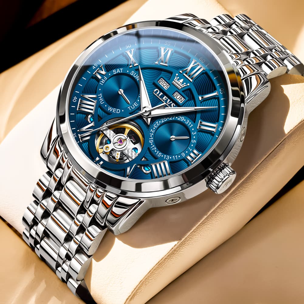 OLEVS 6668 Stainless Steel Mechanical Multifunction Watch for Men