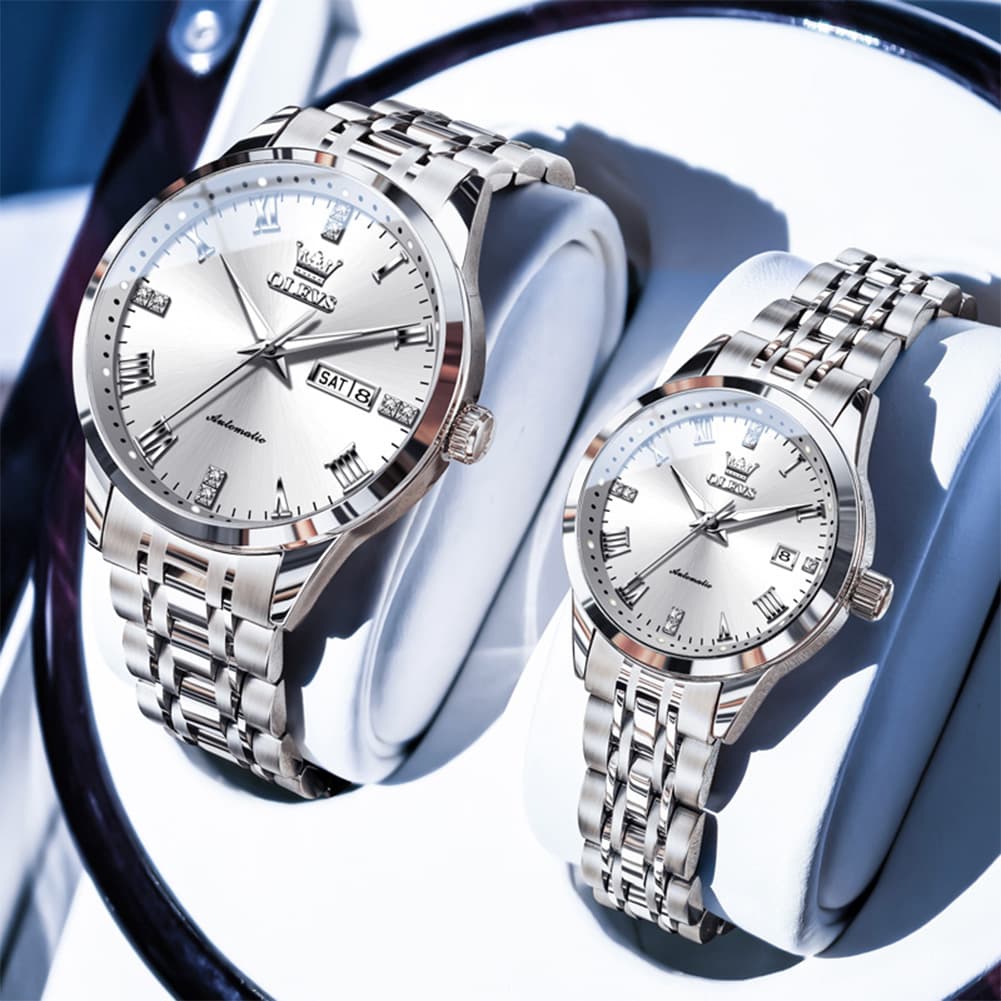 OLEVS 7062 Classic Automatic Couples Watch Set