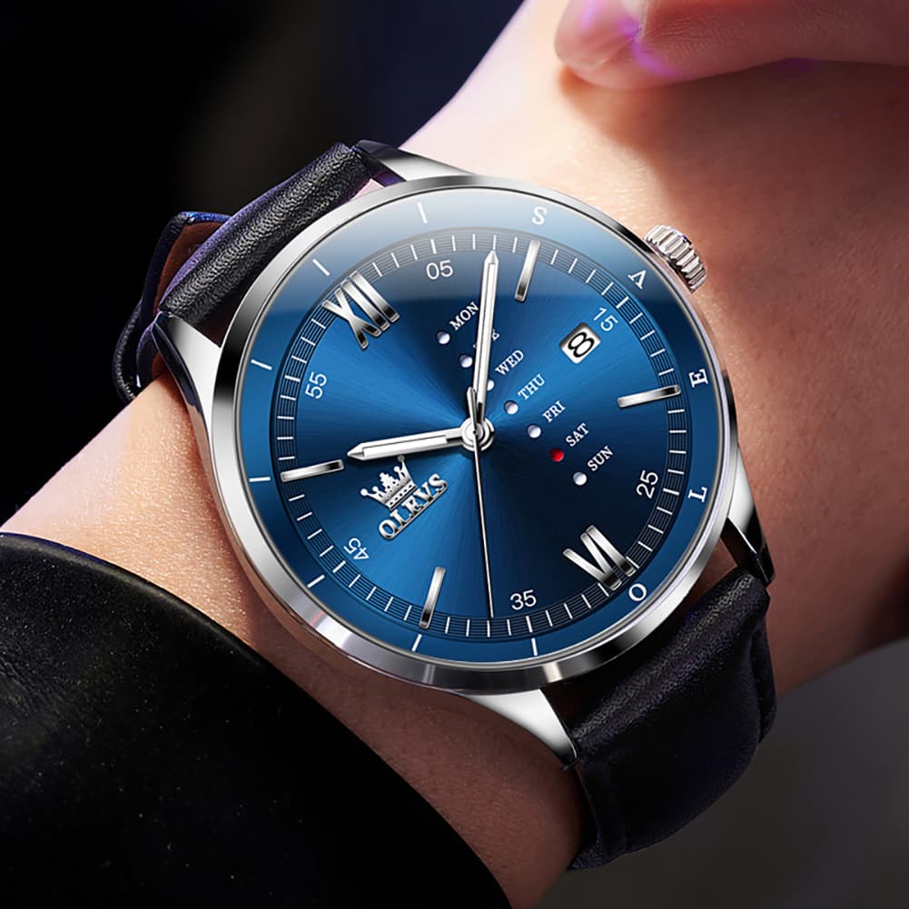 OLEVS 2931 Minimalist Leather Quartz Watch for Men