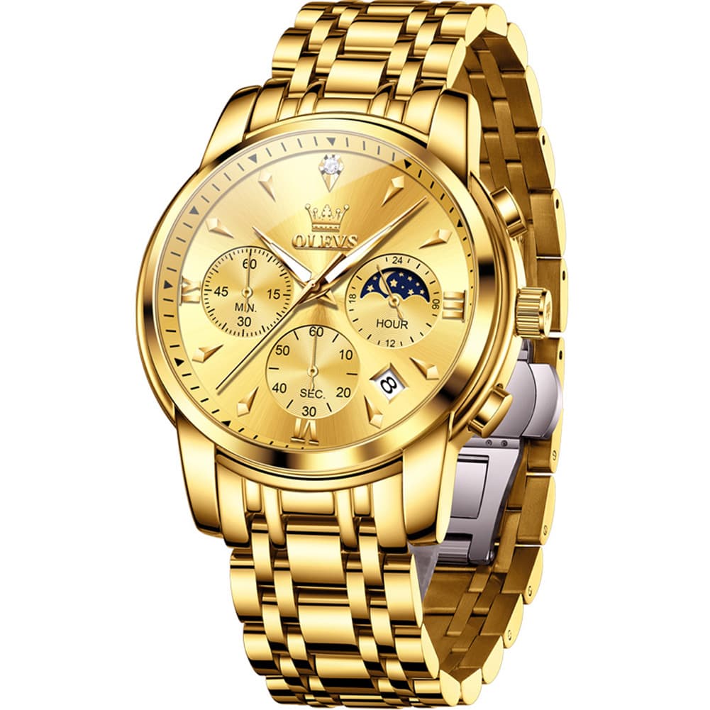 OLEVS 3639 Chronograph Moon Phase Quartz Watch for Men