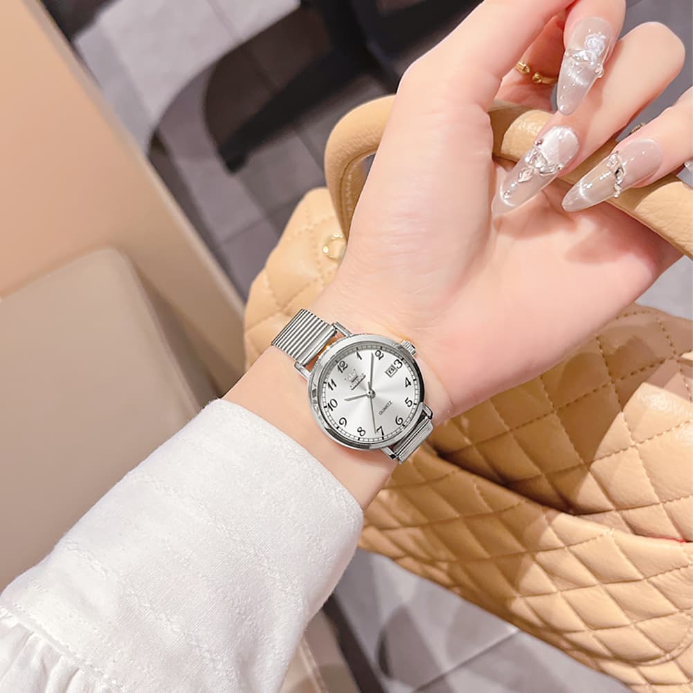 OLEVS Petite Minimalist Mesh Watch with Date 7130 for Women