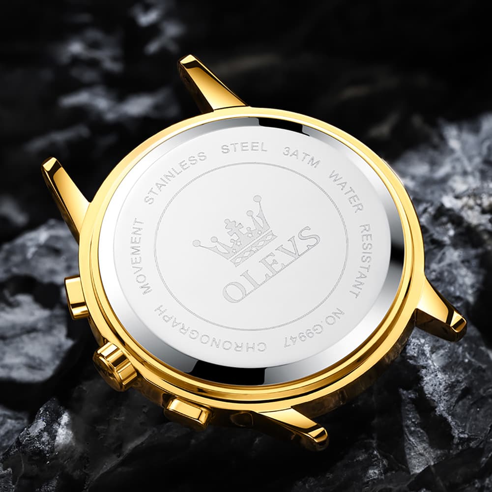 OLEVS 9947 Hollow Skeleton Chronograph Steel Watch for Men