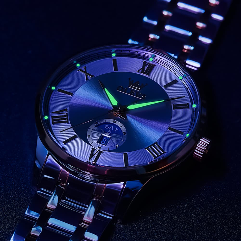 OLEVS 3638 Moon Phase Quartz Steel Watch for Men