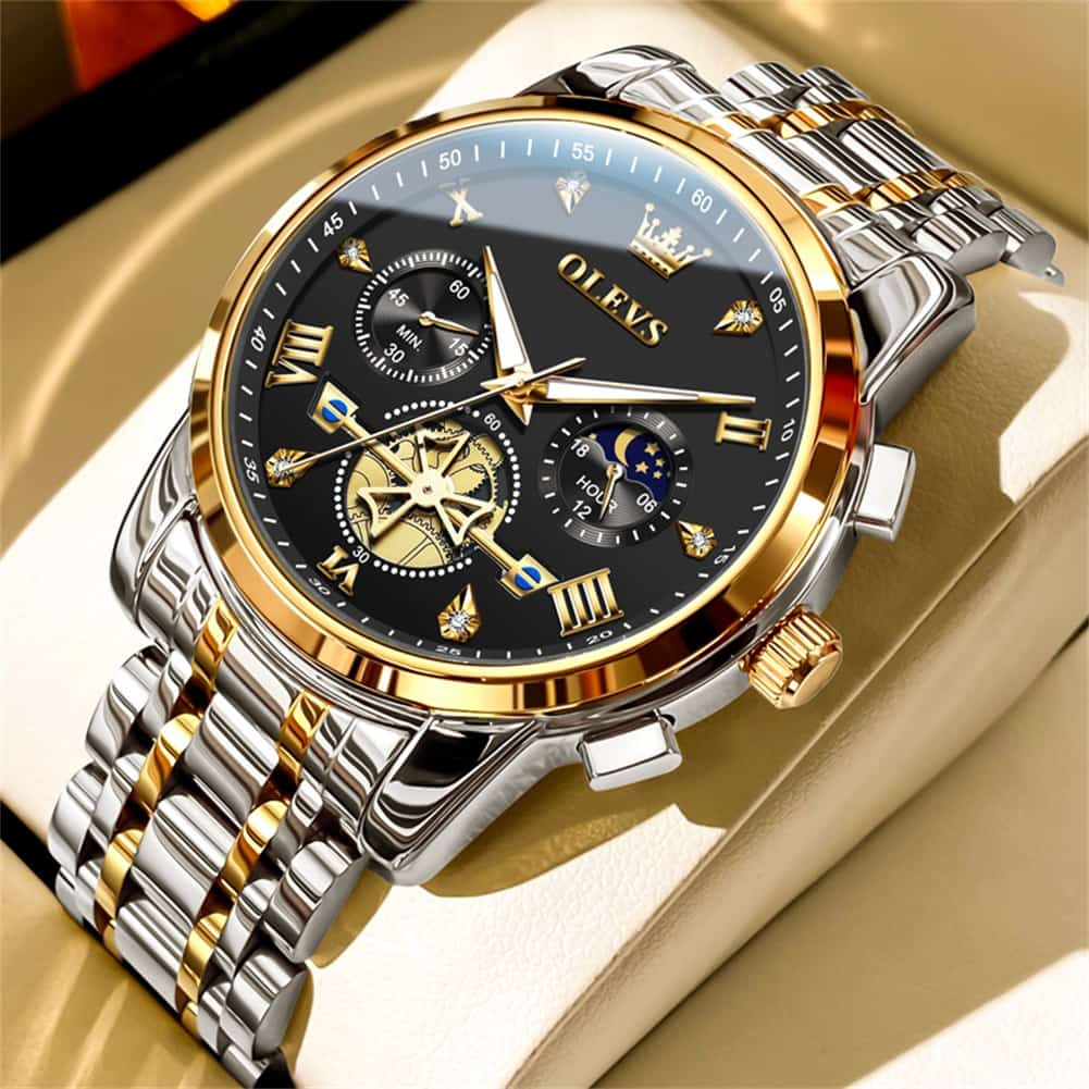 OLEVS 2856 Luxury Moon Phase Chronograph Quartz Watch for Men