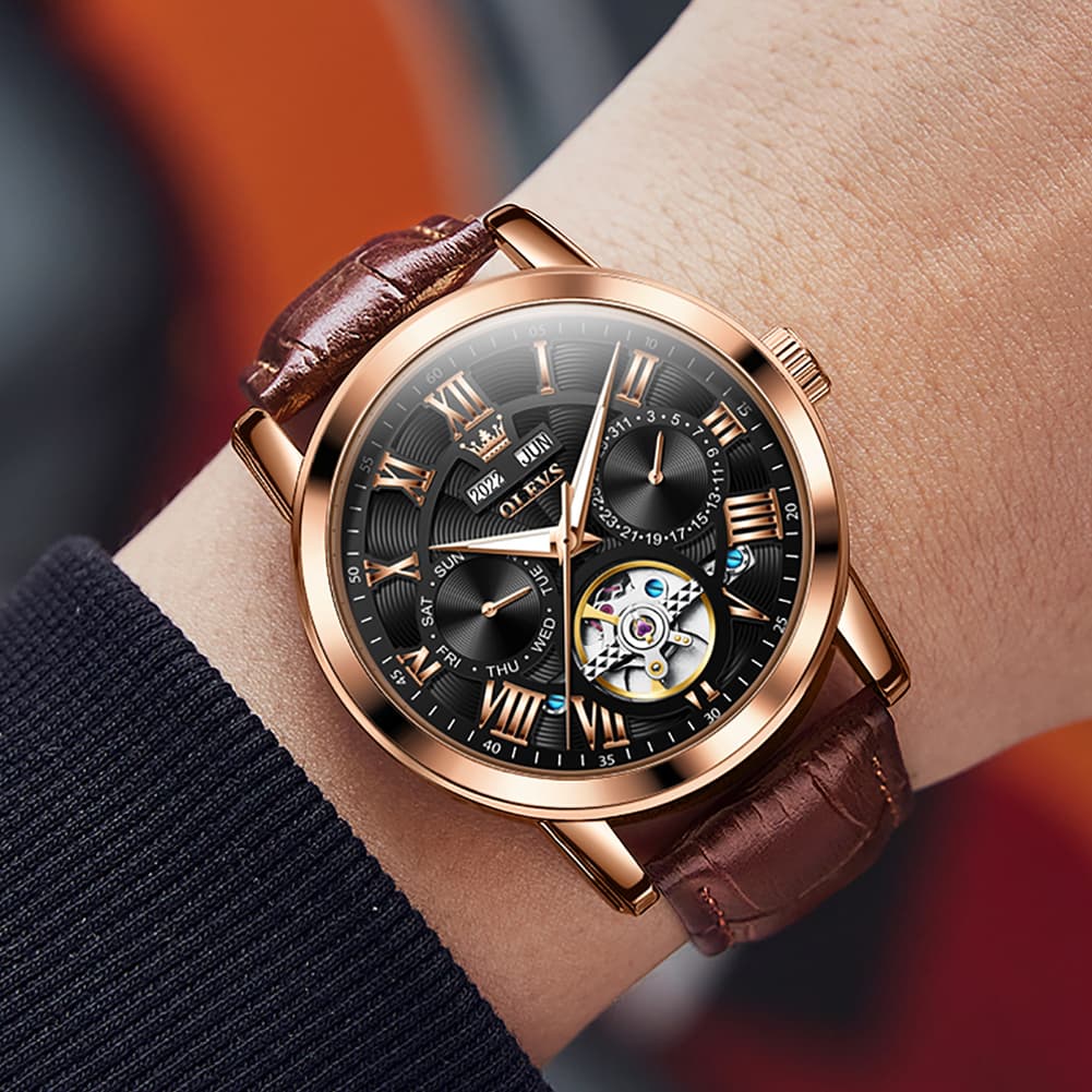 OLEVS 6668 Stainless Steel Mechanical Multifunction Watch for Men