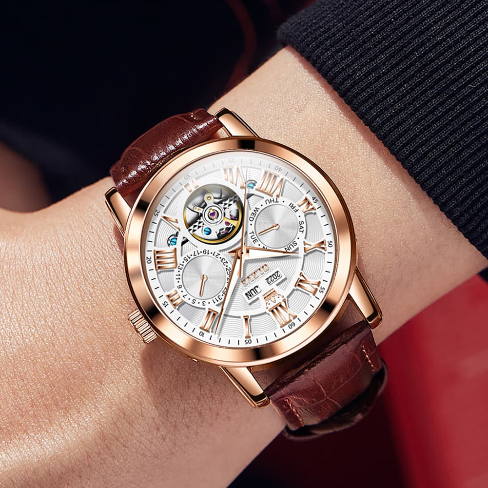 OLEVS 6668 Stainless Steel Mechanical Multifunction Watch for Men