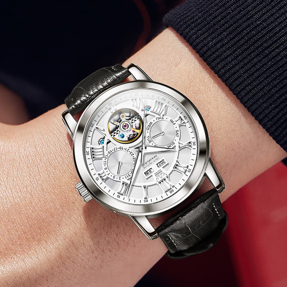 OLEVS 6668 Stainless Steel Mechanical Multifunction Watch for Men