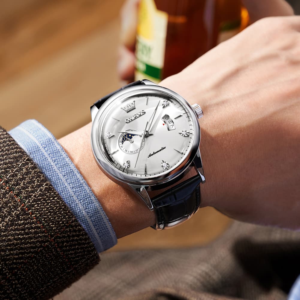 OLEVS 7040 Curved Mirror Automatic Mechanical Watch For Men