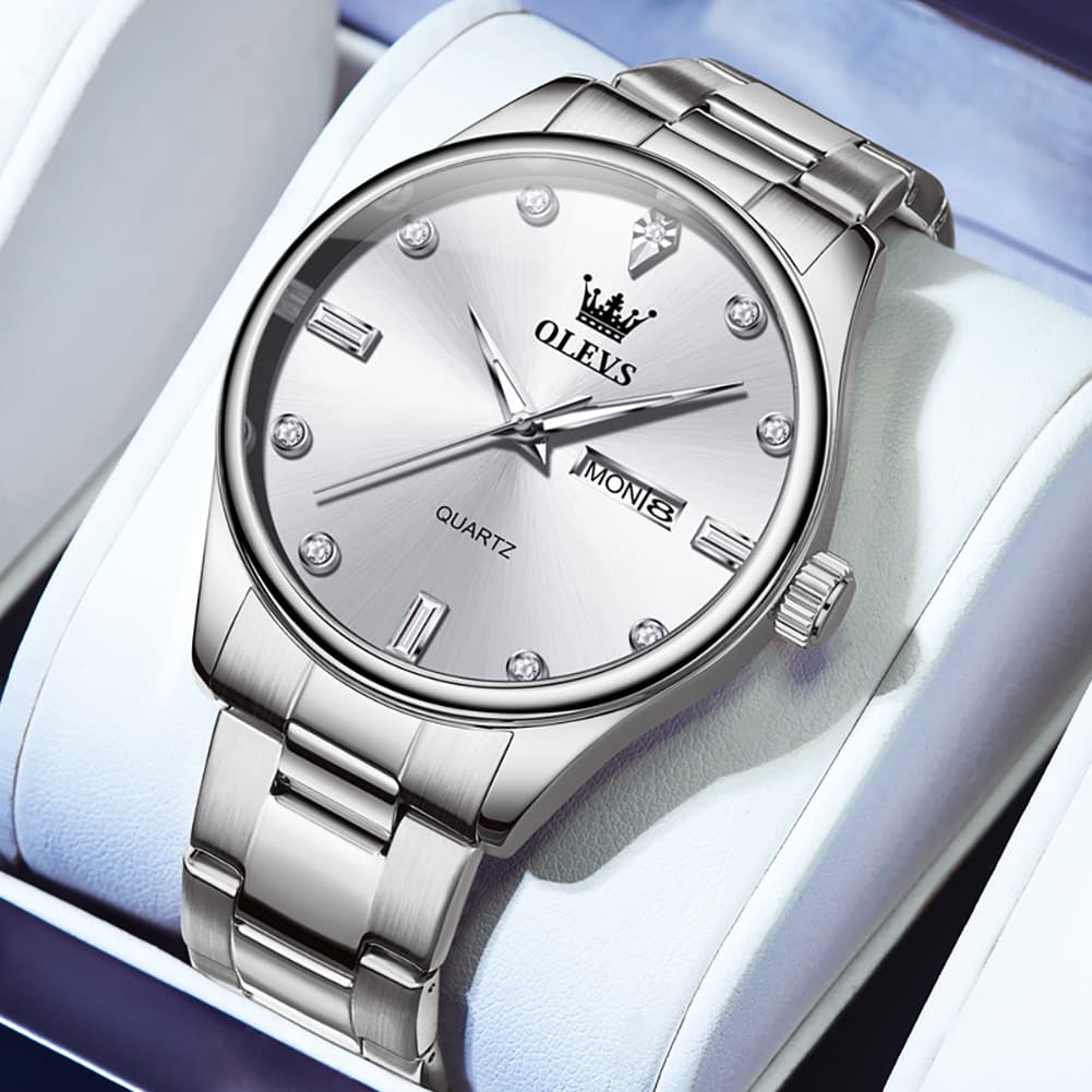 OLEVS 3621 Minimalist Diamond Quartz Watch for Men