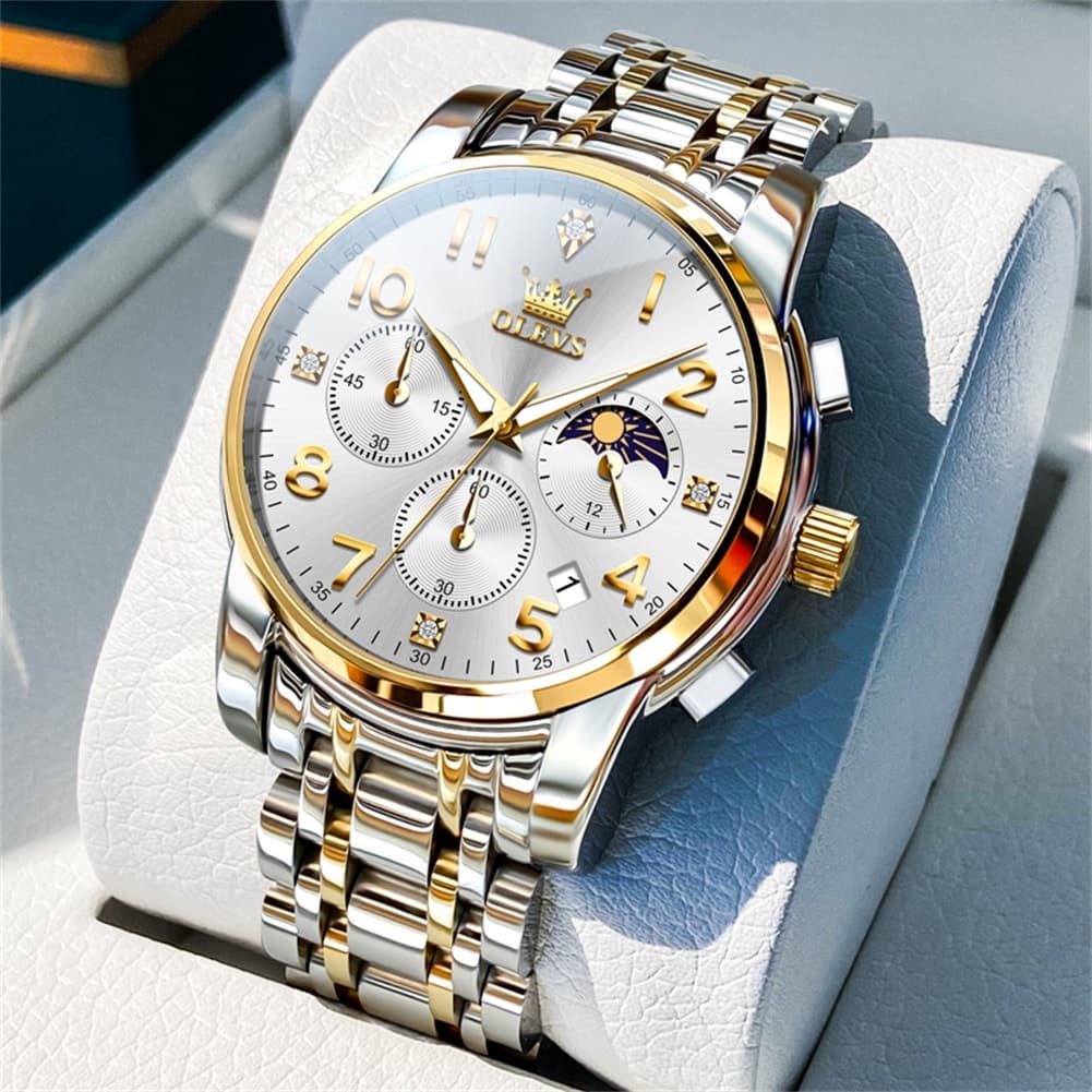 OLEVS 3628 Multifunction Moon Phase Quartz Watch for Men