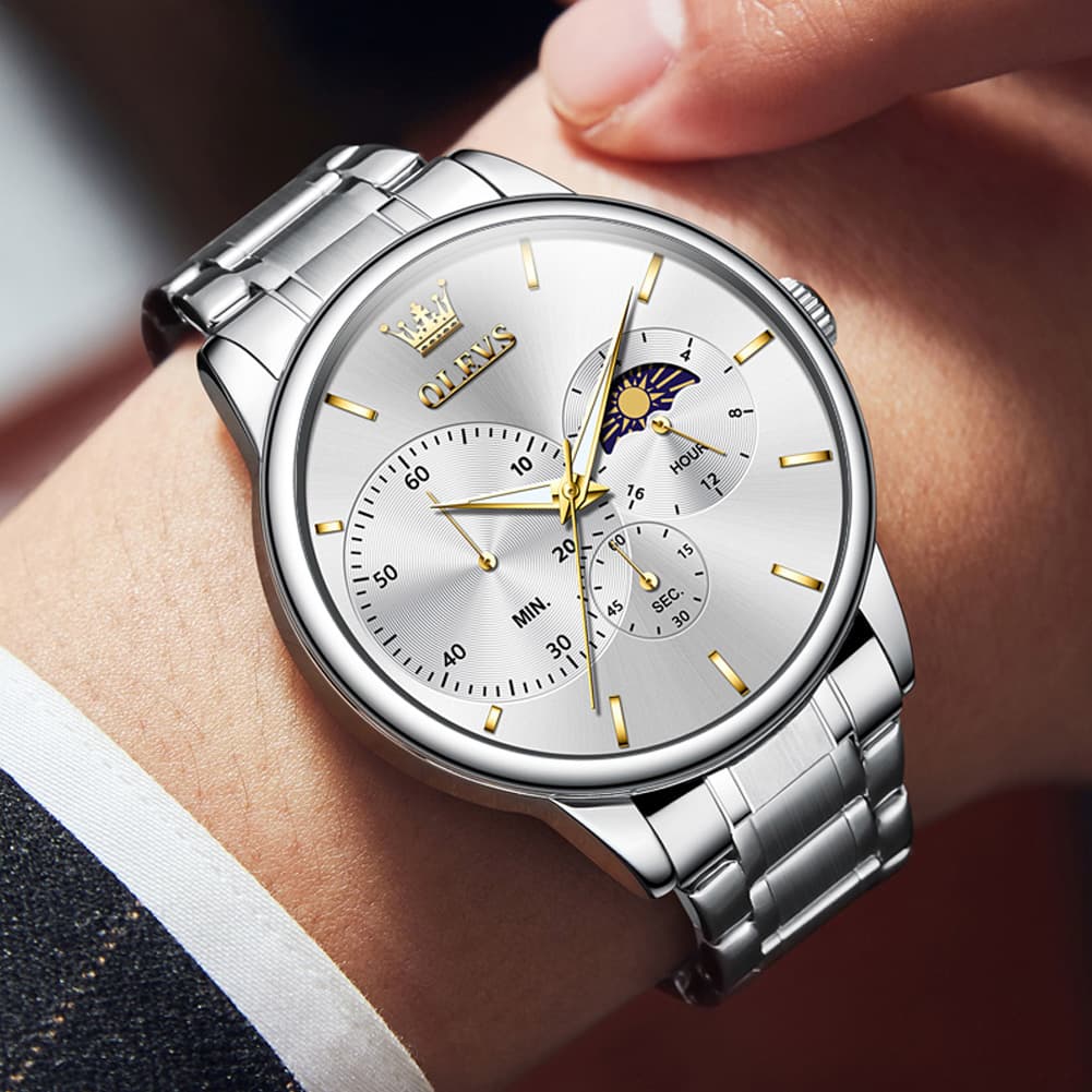 OLEVS 2936 Chronograph Moon Phase Quartz Watch for Men