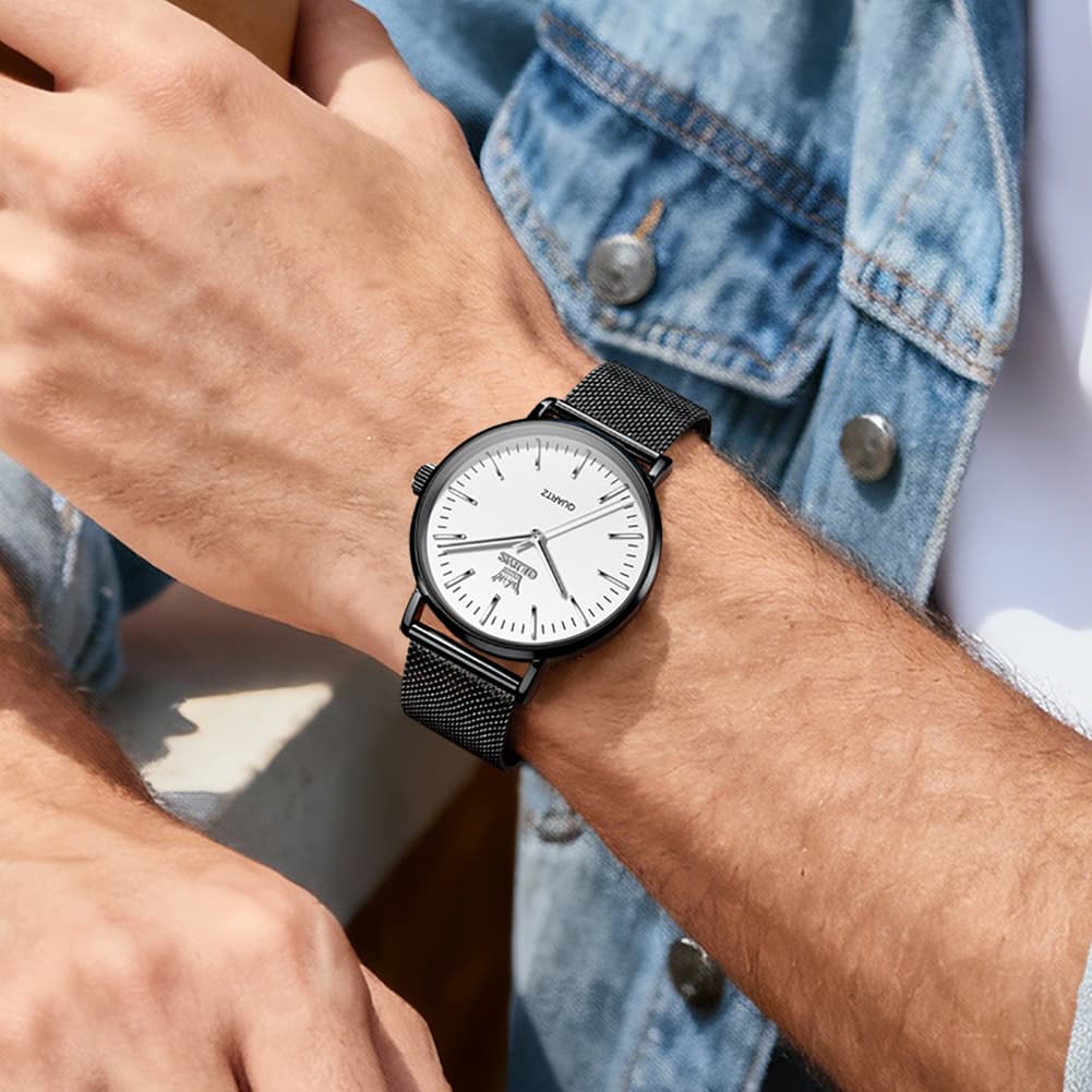 OLEVS Minimalist Ultra Thin Mesh Quartz Watch 7125 for Men