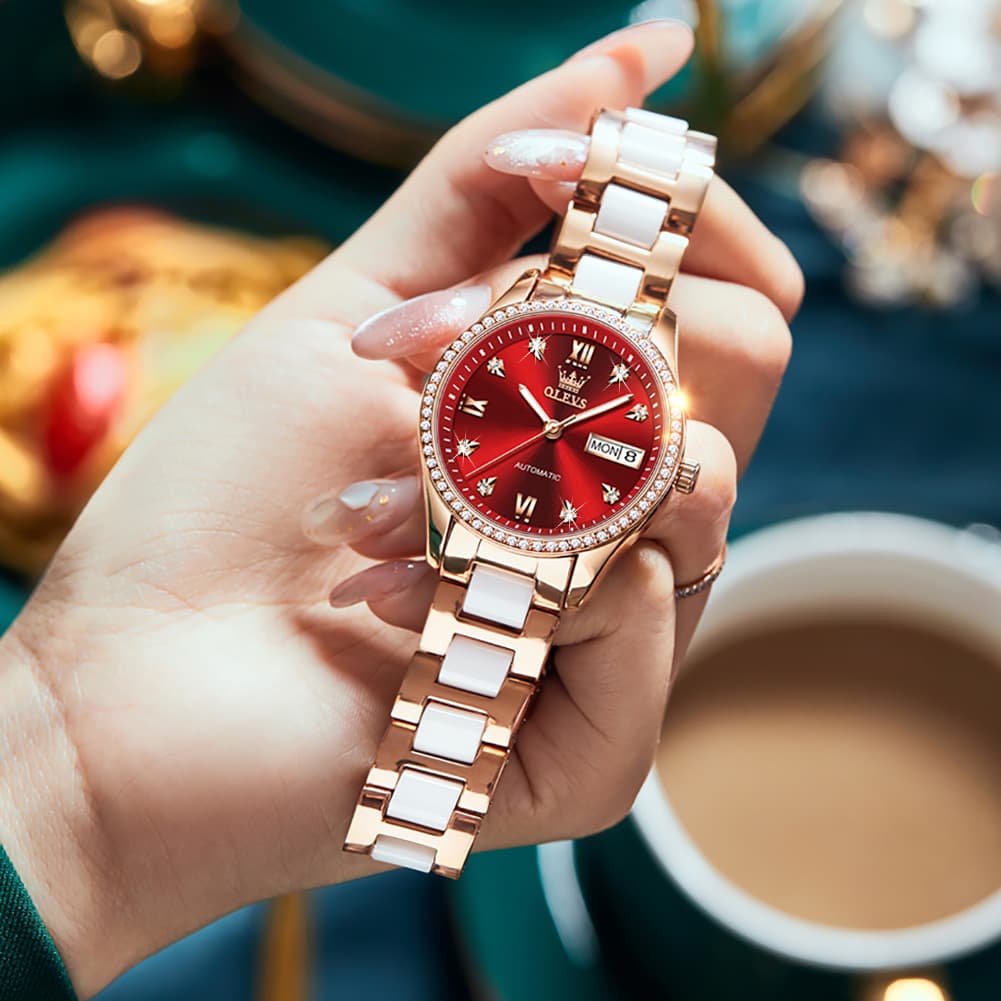 OLEVS 6637 Ceramic Automatic Mechanical Watch for Women