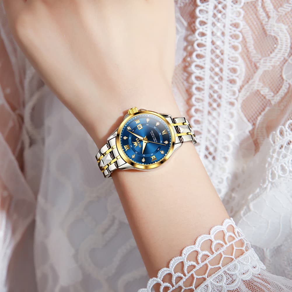 OLEVS 2906 Diamond Day Date Couples Watch Set Men Women