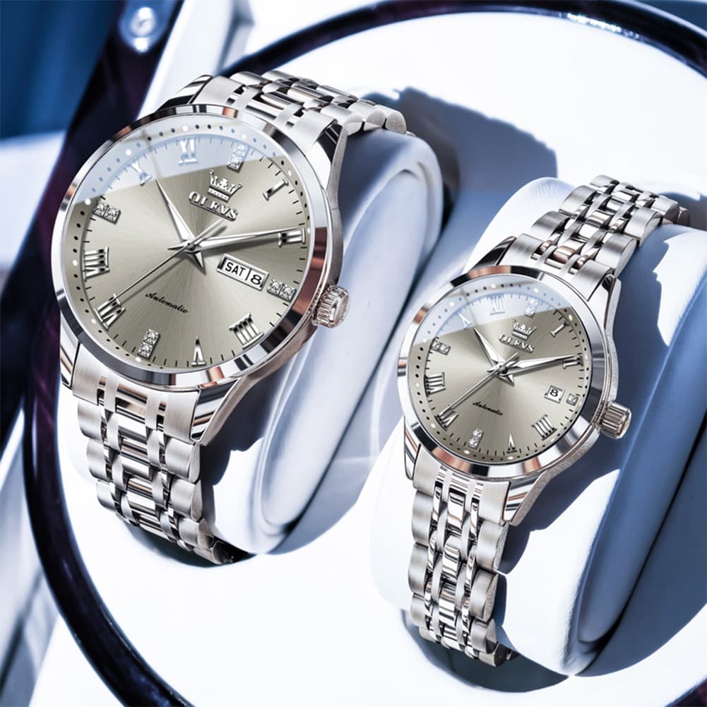OLEVS 7062 Classic Automatic Couples Watch Set