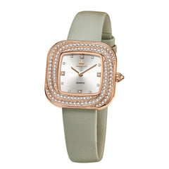 OLEVS Square Diamond Bezel Leather Watch 5512 Petite Quartz for Women