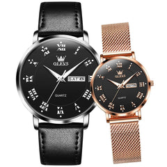 OLEVS 2920 Day Date Quartz Couples Watch Set Men Women