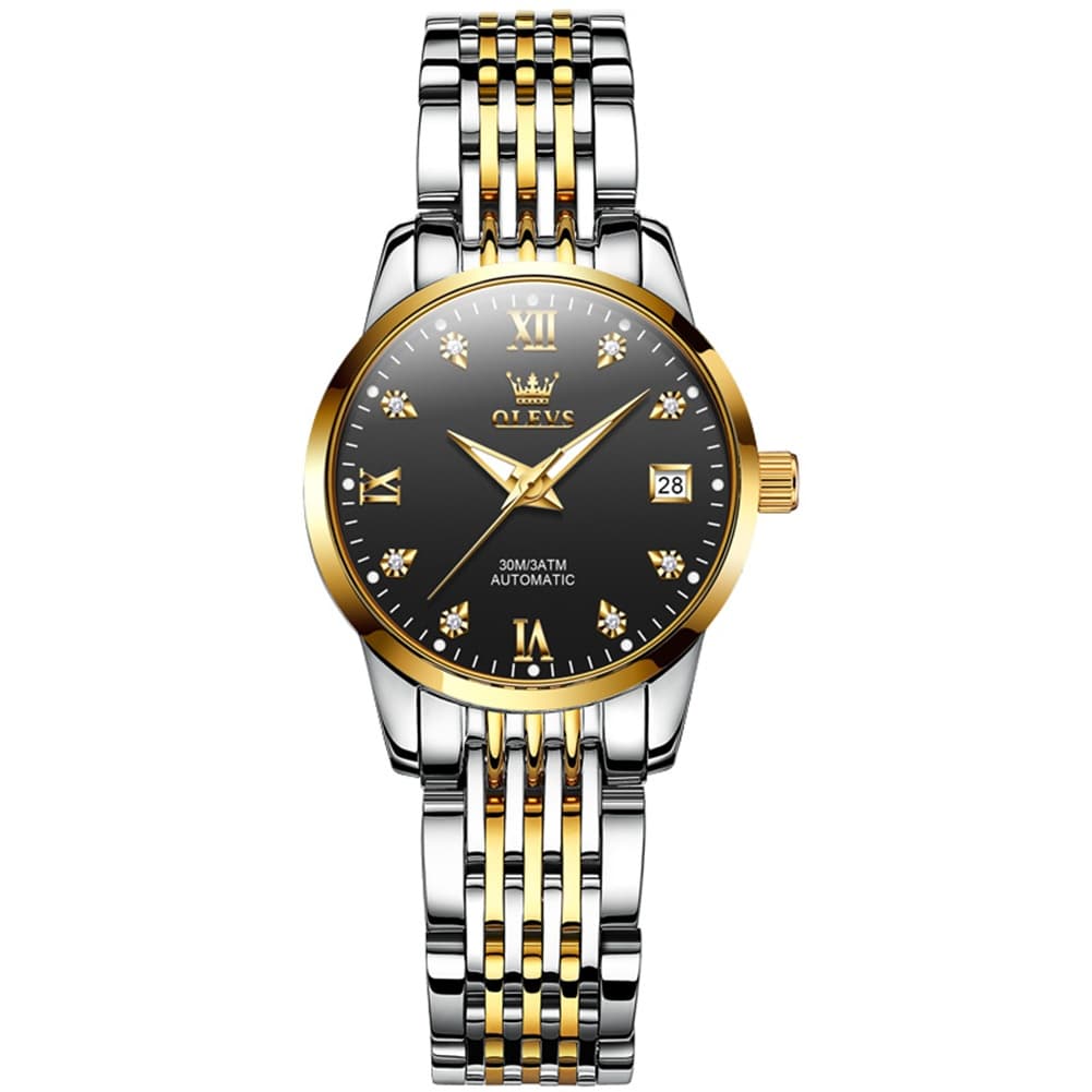 OLEVS 6673 Diamond Automatic Stainless Steel Watch for Women