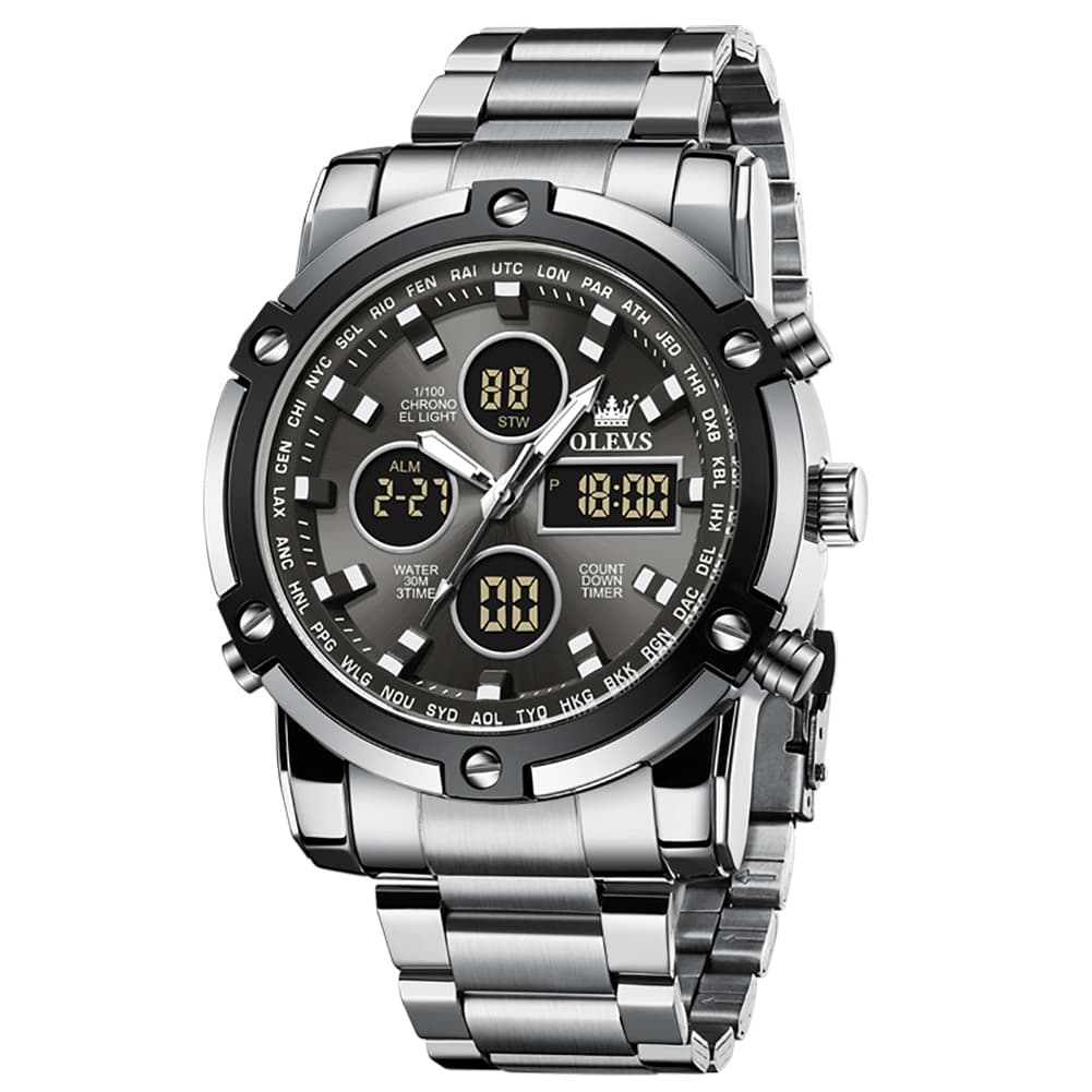 OLEVS 1106 Heavy Duty Dual Display Chronograph Watch for Men