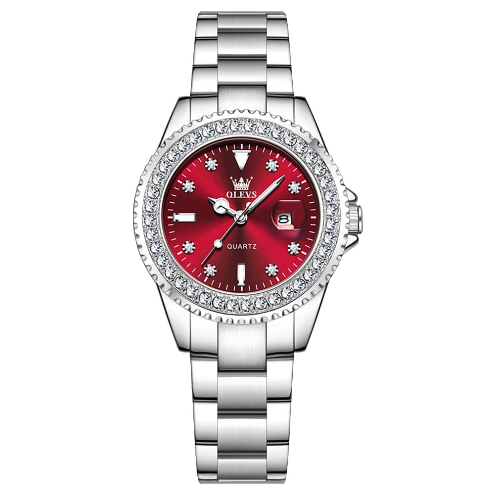OLEVS 9945 Diamond Bezel Date Display Quartz Watch for Women