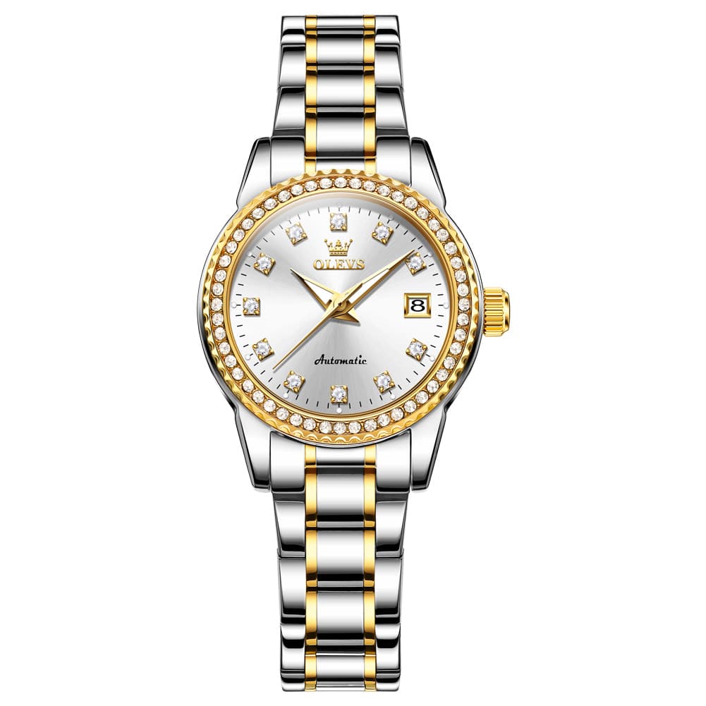 OLEVS 7003N Diamond Bezel Date Mechanical Watch for Women