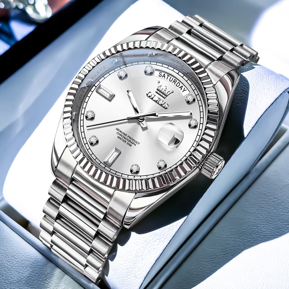 OLEVS 6736 Fluted Bezel Mechanical Watch for Men