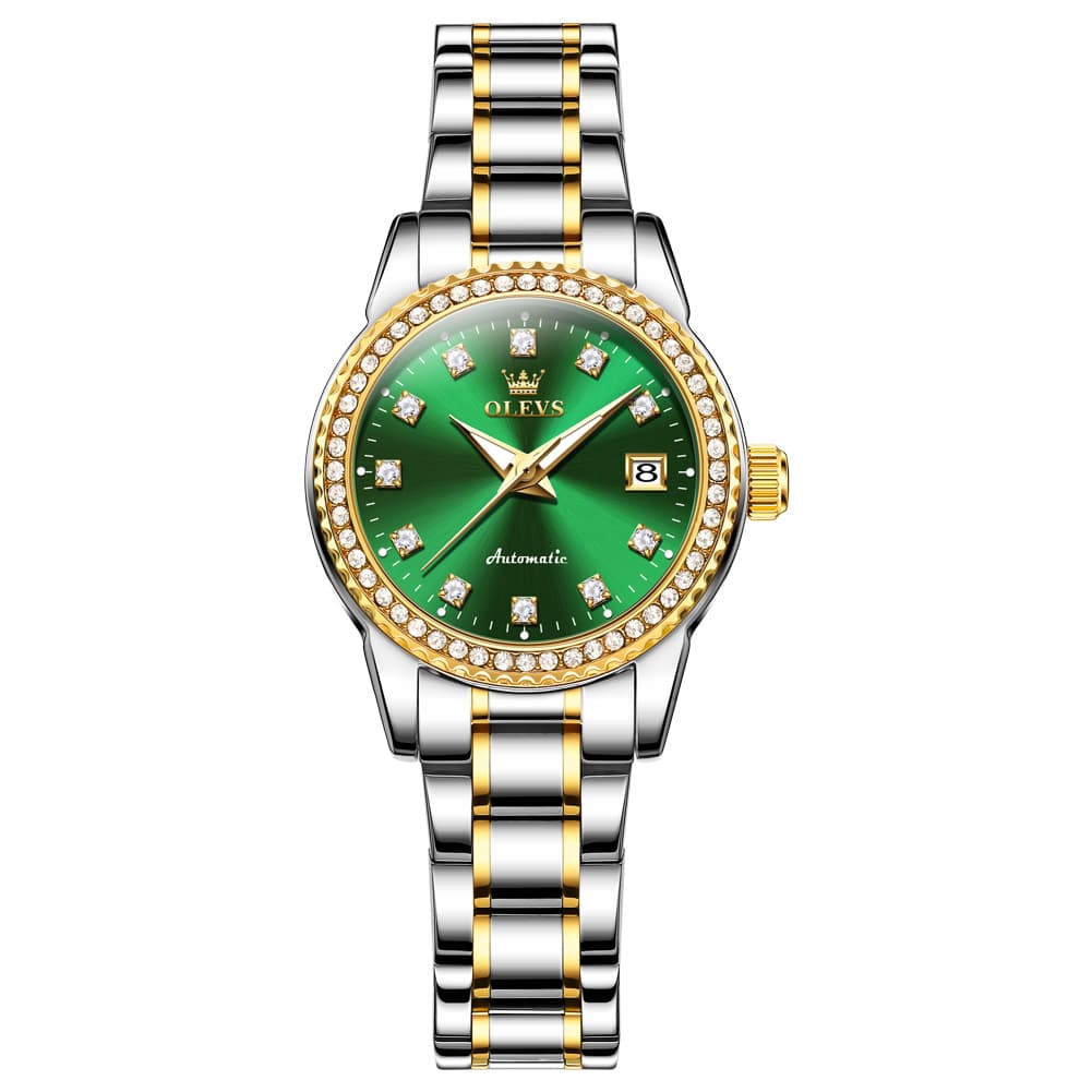 OLEVS 7003N Diamond Bezel Date Mechanical Watch for Women