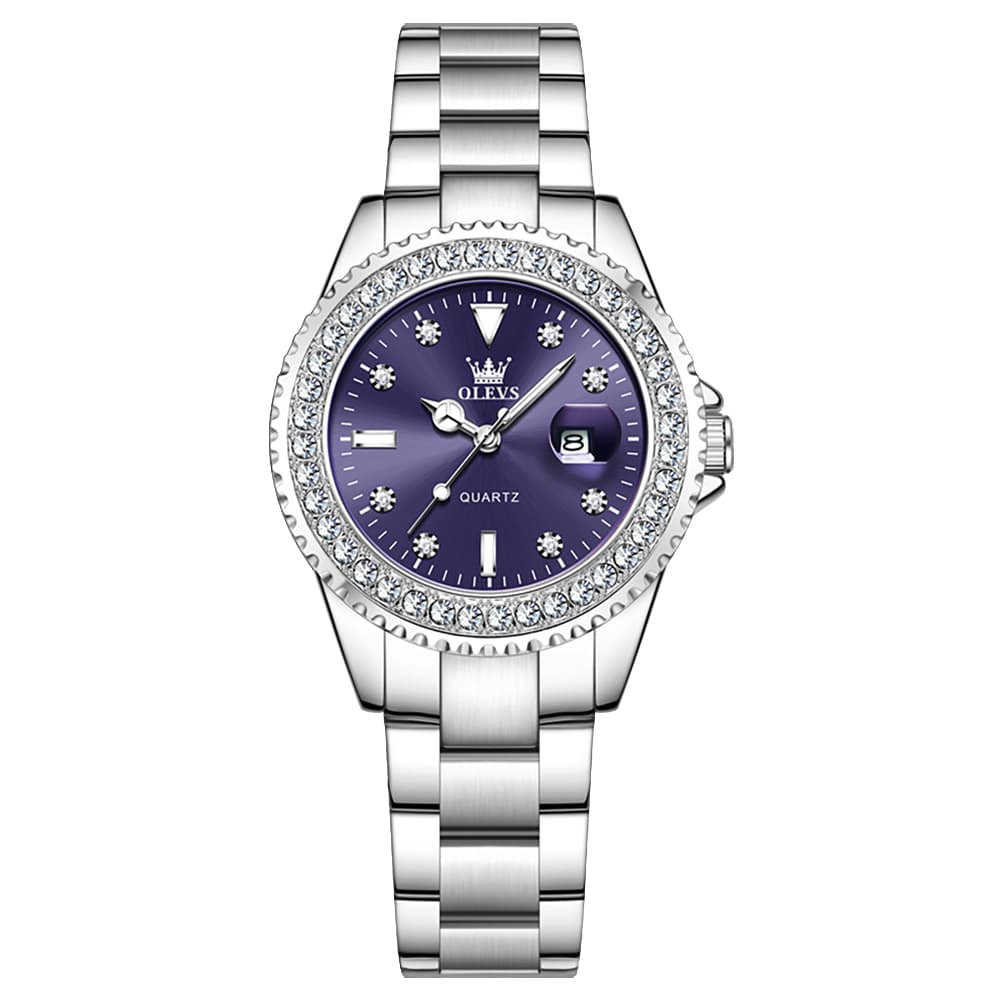 OLEVS 9945 Diamond Bezel Date Display Quartz Watch for Women