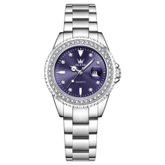 OLEVS 9945 Diamond Bezel Date Display Quartz Watch for Women
