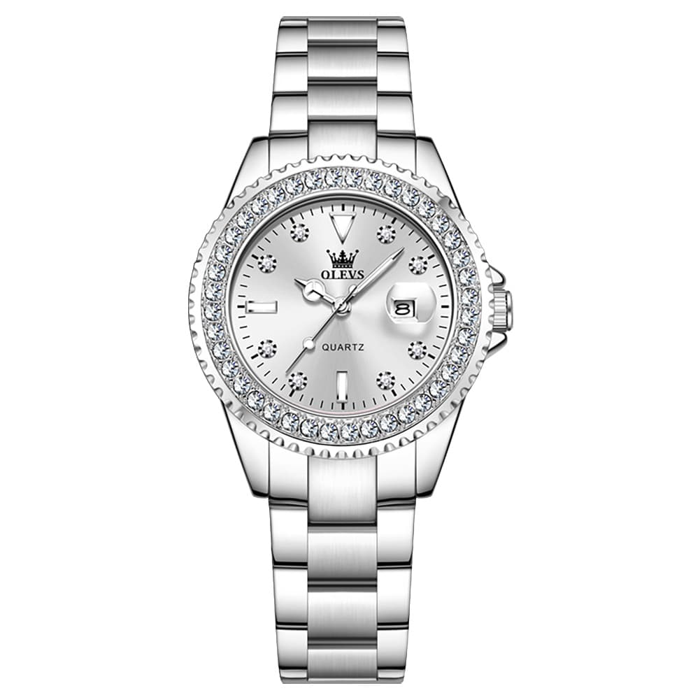 OLEVS 9945 Diamond Bezel Date Display Quartz Watch for Women