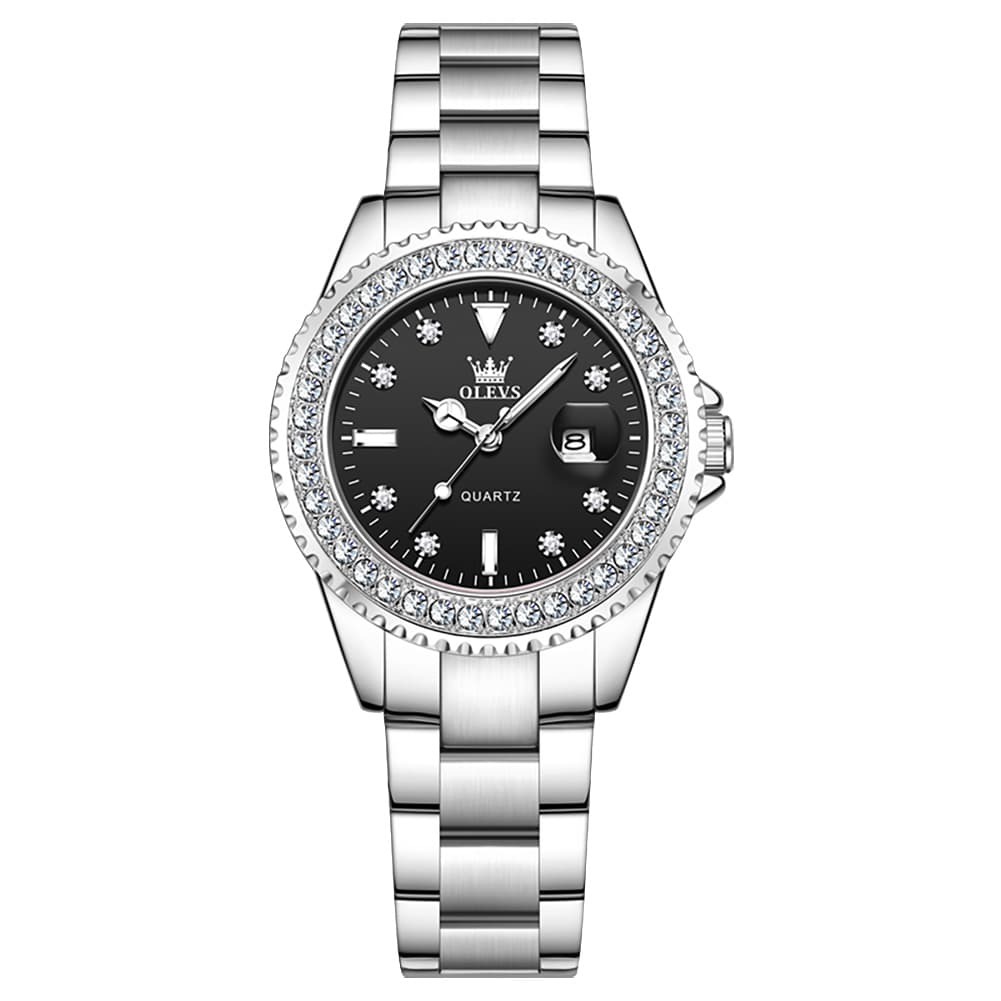OLEVS 9945 Diamond Bezel Date Display Quartz Watch for Women