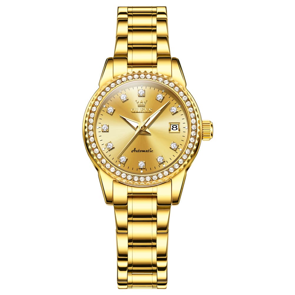 OLEVS 7003N Diamond Bezel Date Mechanical Watch for Women