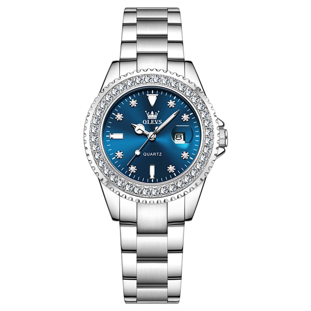 OLEVS 9945 Diamond Bezel Date Display Quartz Watch for Women