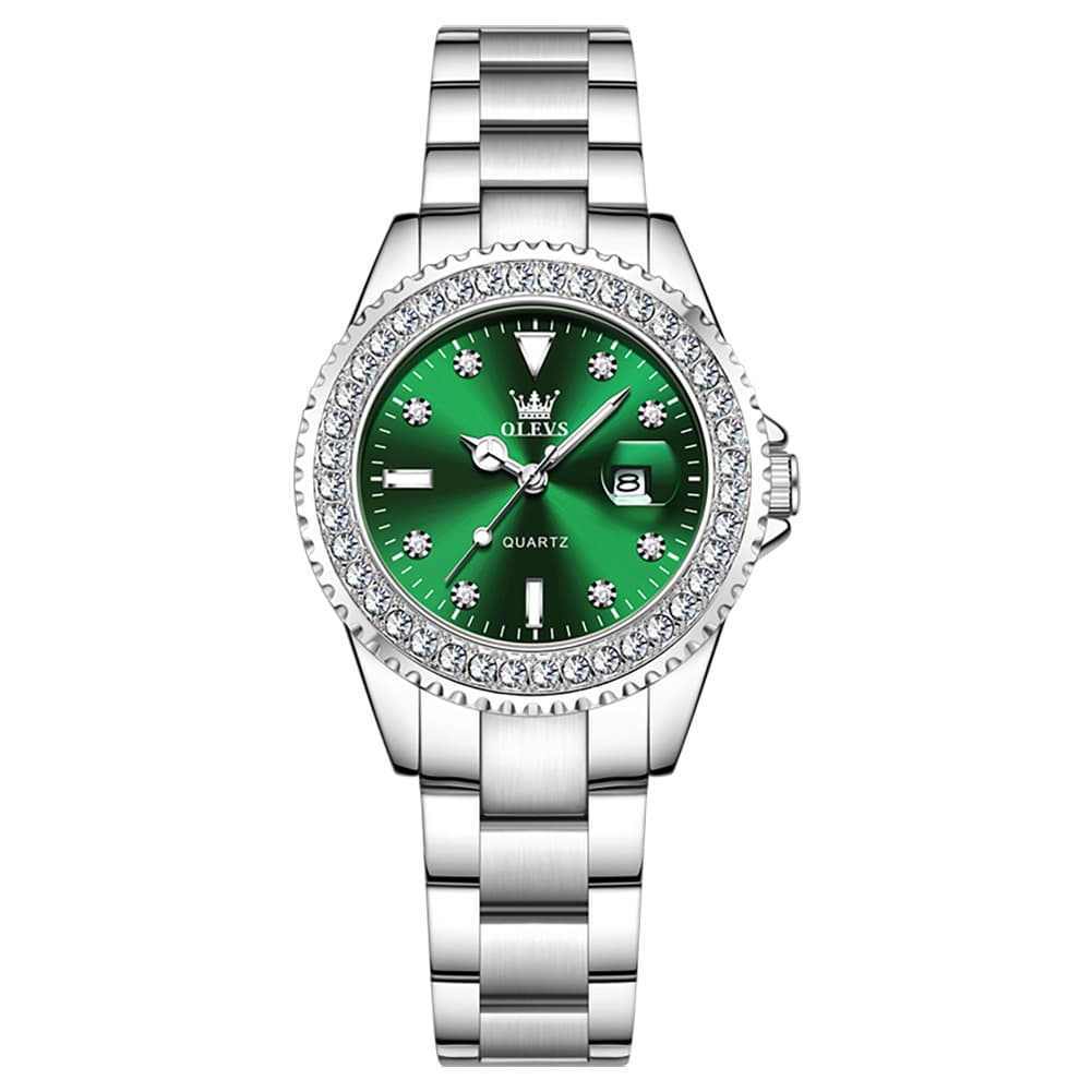 OLEVS 9945 Diamond Bezel Date Display Quartz Watch for Women