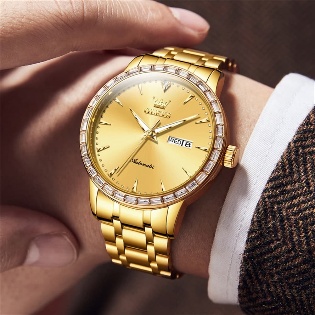 OLEVS 7019 Diamond Bezel Automatic Mechanical Watch For Men