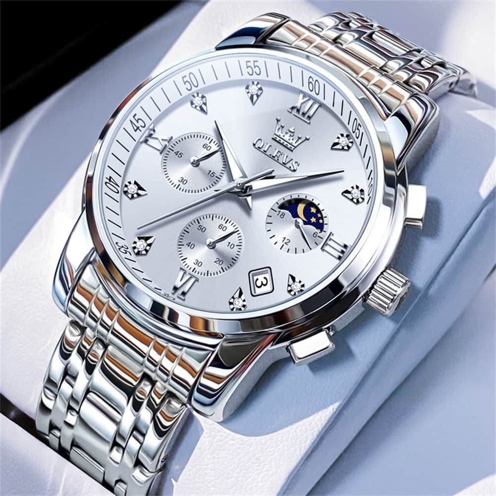 OLEVS 2858 Luxury Moon Phase Chronograph Watch for Men