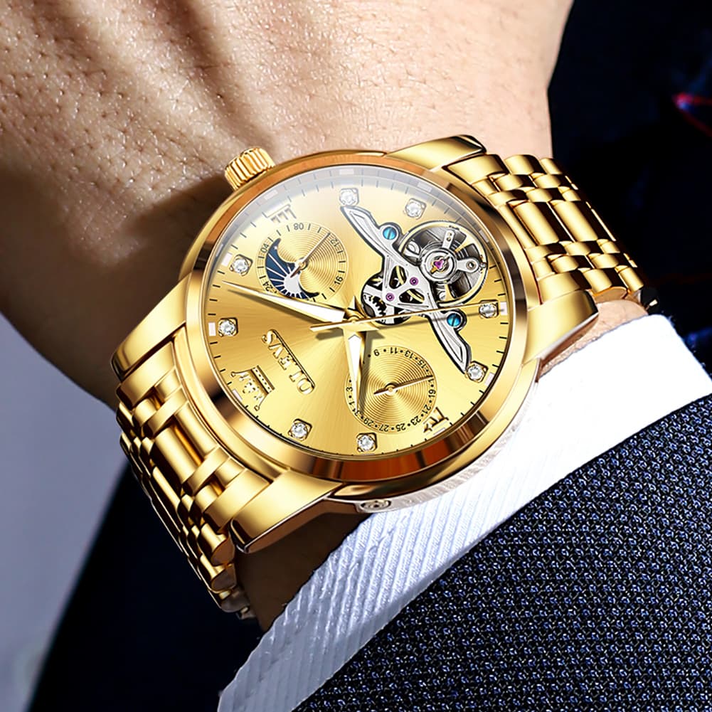 OLEVS 6703 Moon Phase Tourbillon Automatic Mechanical Watch For Men