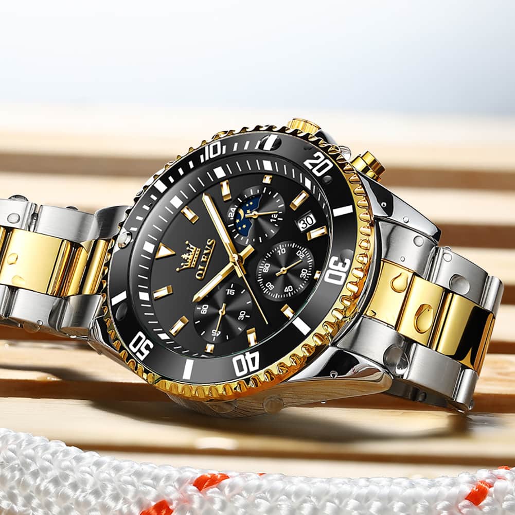 OLEVS 2870 Luxury Moon Phase Dive Chronograph Watch for Men